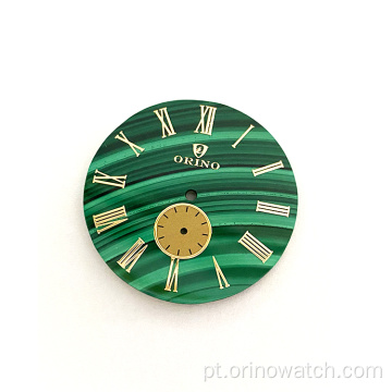 Dial de relógio personalizado de pedra de malaquita natural